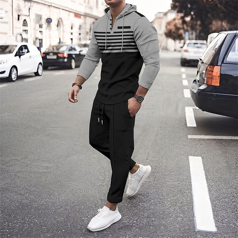 Męskie Bluza z Kapturem Dres Bluza Czarny Biały Królewski błękit Khaki Ciemnoszary Kaptur Pasek 2-częściowa Sport i turystyka Codzienny Święto Moda miejska Podstawowy Codzienny Wiosna i jesień Odzież 2026 - $41.99 –P9