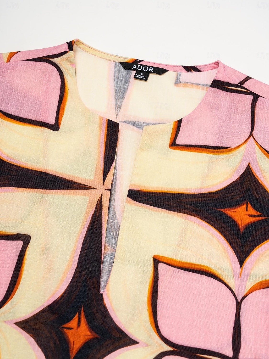 Per donna Largo Abito Stampato Abito Largo Abito maxi Rosa Manica 3/4 Geometrico Stampa Primavera & Autunno Autunno colletto dentellato Bohemien Vintage Casual Quotidiano Vacanza Casa S M L del 2026 a $91.99 –P9