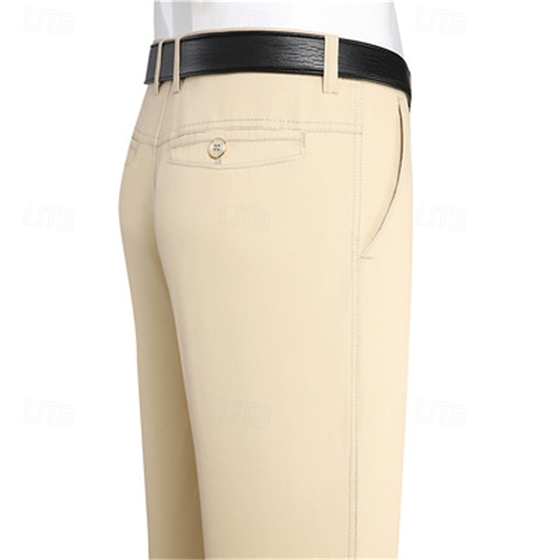 Herr Kostymbyxor Långbyxor Kinesiska Knappar Ficka Slät Komfort Formell Fest Arbete Mode Klassisk Stil 다크 카키 Ljus kaki Microelastisk 2025 - $16.49 –P6