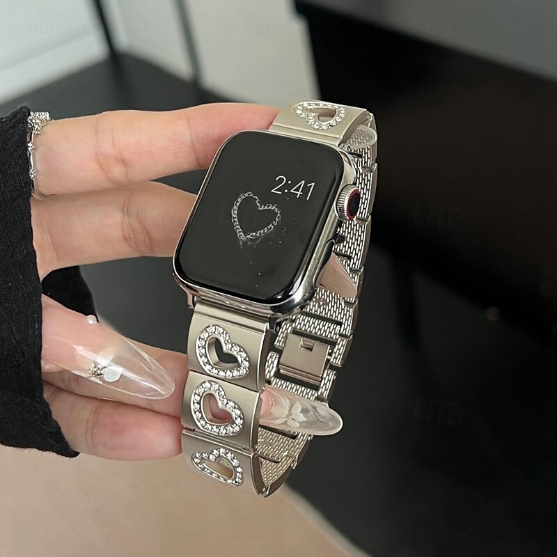 2025年 Solo Loop と互換性があります Apple Watch ウォッチバンド 38mm 40mm 41mm 42mm 44mm 45mm 49mm 女性 グリッター素材 ブリンブリンダイヤモンド 合金 交換用時計バンド のために iwatch Ultra 2 Series 9 8 7 SE 6 5 4 3 2 1  コレクション – $23.99 –P8