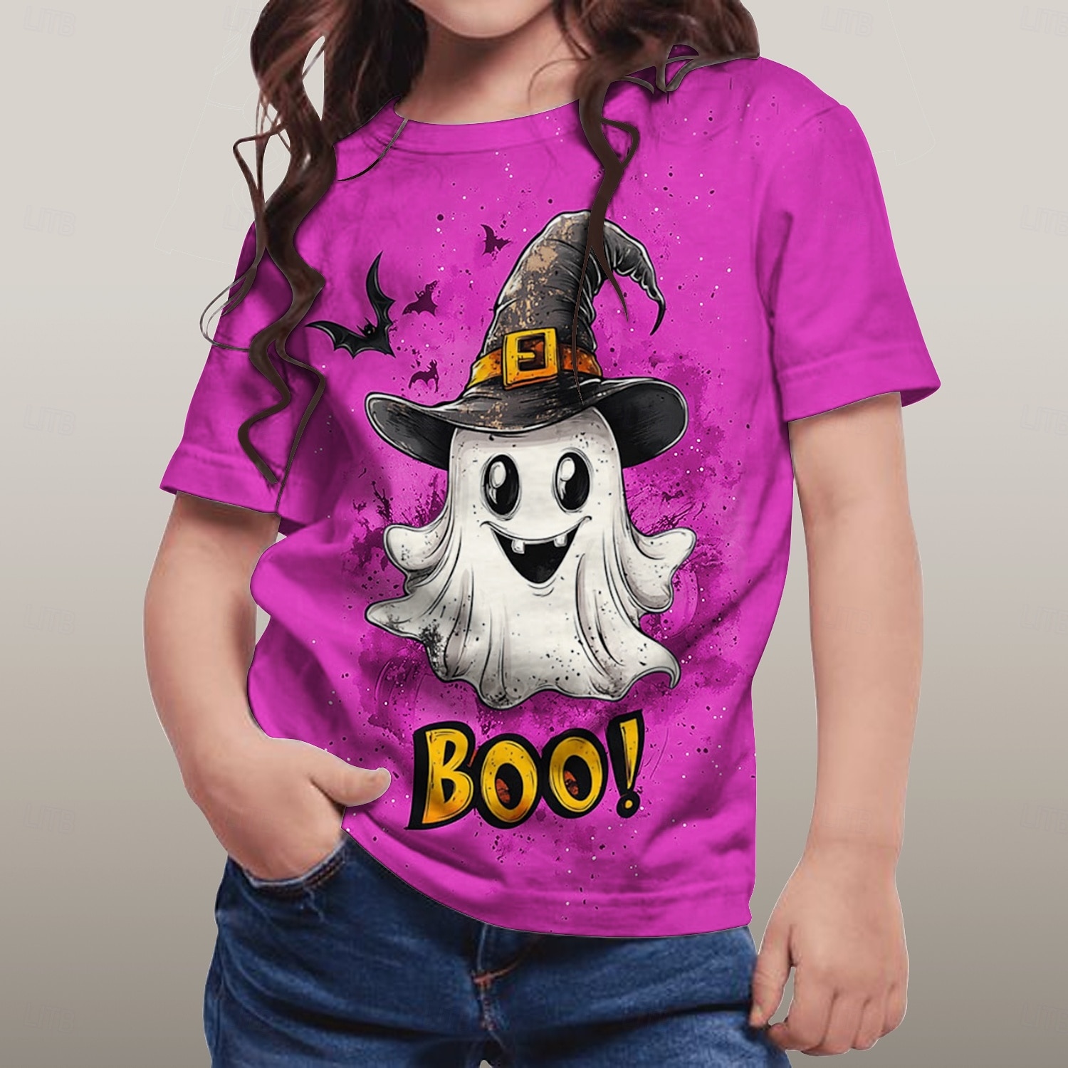 Halloween Voor meisjes 3D Grafisch Geest T-shirt Korte mouw Zomer Lente Modieus Basic Polyester Kinderen 4-12 jaar Strakke ronde hals Buiten Casual Dagelijks Normale pasvorm 2025 - $10.99 –P10