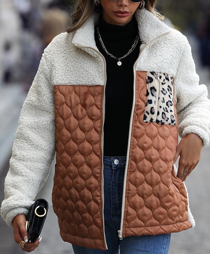 Mulheres Casaco impermeável Para Noite Outono Inverno Longo Casaco Normal Manter Quente Respirável à moda Casual Casaco Manga Longa Leopardo Corte Justo Vinho Verde Tropa Café de 2025 por $36.99 –P4