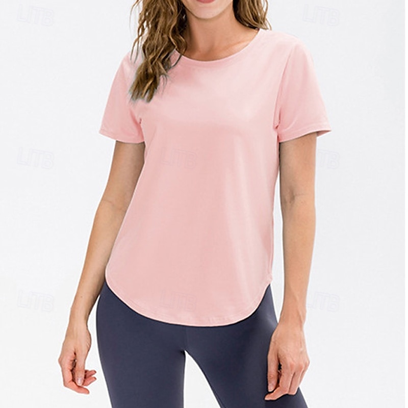 Damskie Běžecké tričko Krótki rękaw Tee Tshirt Codzienny Athleisure Solidne kolory Szybkie wysychanie Miękka Oddychający Trening w siłowni Chodzenie Jogging Odzież sportowa Odzież sportowa Morelowy 2025 - $18.99 –P14