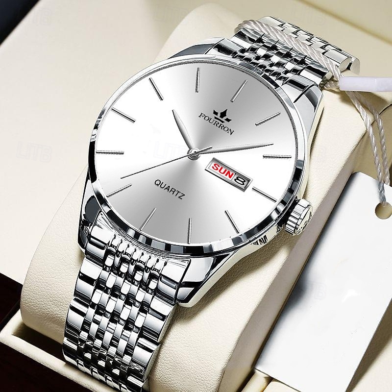 Férfi Kvarc Óra Minimalista Sport Laza Üzleti Naptár Dátum Hétfő Vízálló Dekoráció Rozsdamentes Acél Óra 2026 - $27.99 –P1