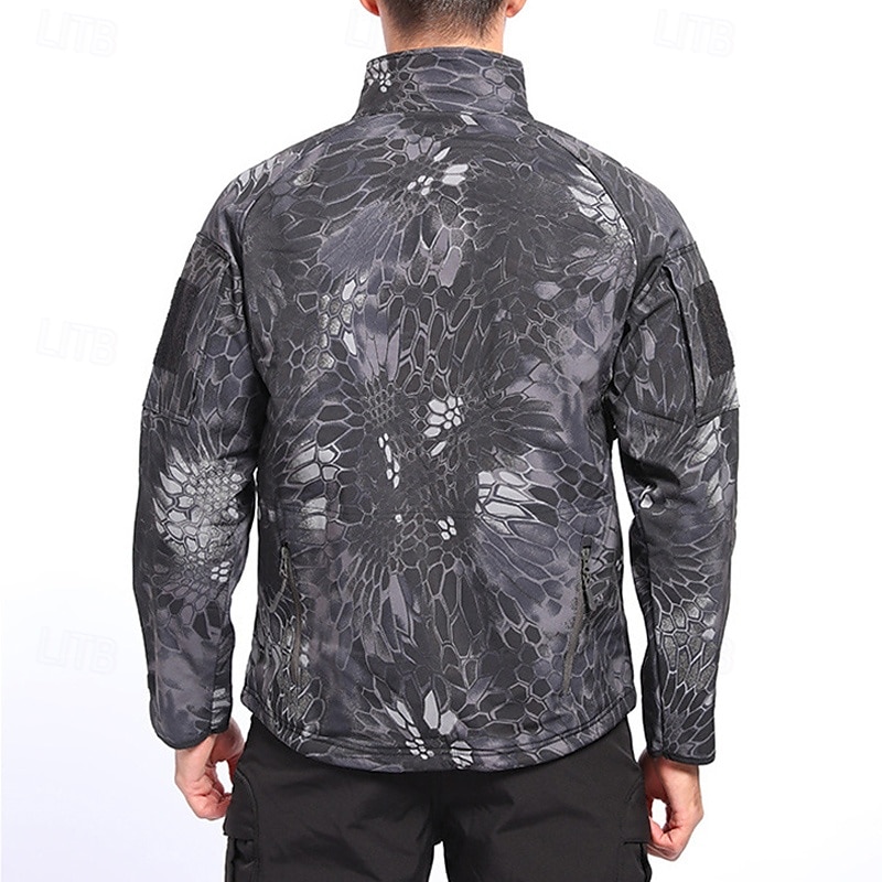 Herren Outdoorjacke Soft Shell Jacke Wanderjacke Winter Draussen Patchwork warm Fleece-Futter Wasserdicht Windundurchlässig Vliesjacken Warme taktische Jacke Voller Reißverschluss Klettern Camping 2025 - $56.99 –P13