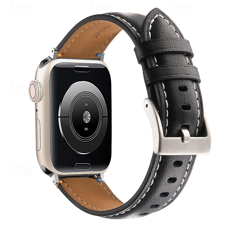 Bőr zenekar Kompatibilis valamivel Apple Watch óraszíj 38mm 40mm 41mm 42mm 44mm 45mm 49mm Fém kapocs Luxus Állítható Valódi bőr Csere óraszíj mert iwatch Ultra 2 Series 9 8 7 SE 6 5 4 3 2 1 2025 - $14.99 –P6