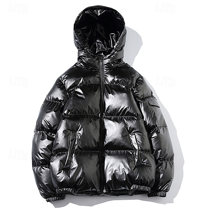 Herr Vinterkappa Pufferjacka Vadderad jacka Ficka Polyester Dagliga kläder Datum Semester Normal Mode Ledigt Bekväm Håller värmen Höst vinter Enfärgad / vanlig färg Silver Svart Marinblå Guld 2025 - $44.99 –P8