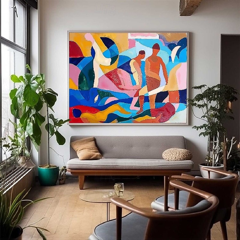 handgemachtes farbenfrohes modernes Ölgemälde auf Leinwand, großes handgemaltes abstraktes strukturiertes Personengemälde, Wandkunst, zeitgenössisches minimalistisches Kunstwerk, Wandgemälde für 2025 - $125.99 –P5