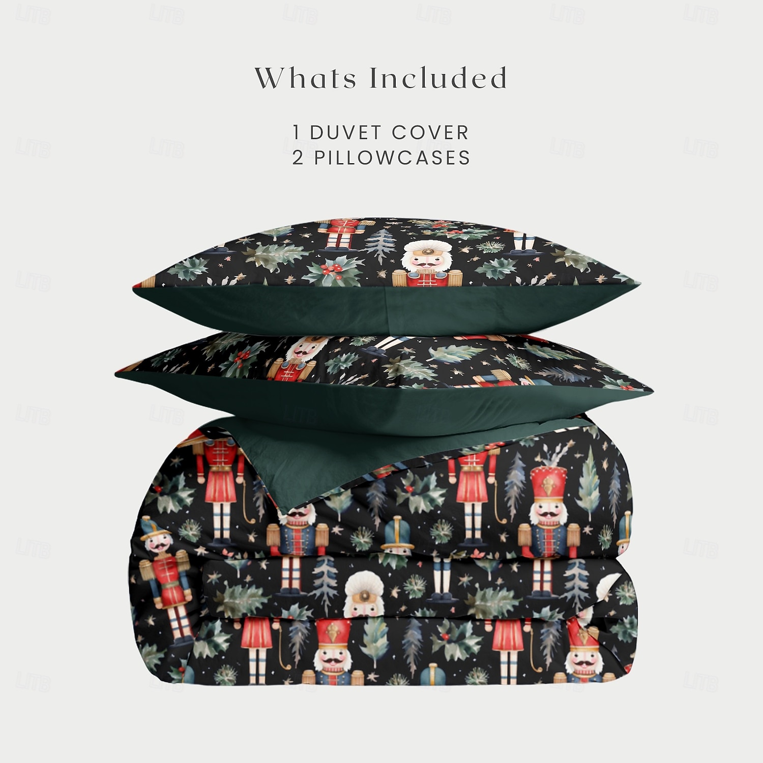 jouluinen pussilakasetti pähkinänsärkijäsuunnittelulla 100 % puuvillaa juhlavaan vuodevaatteet sisältää pussilakanan ja tyynyliinat mukavat ja tyylikkäät sesongin makuuhuoneen sisustukseen queen king 2025 - $71.99 –P7