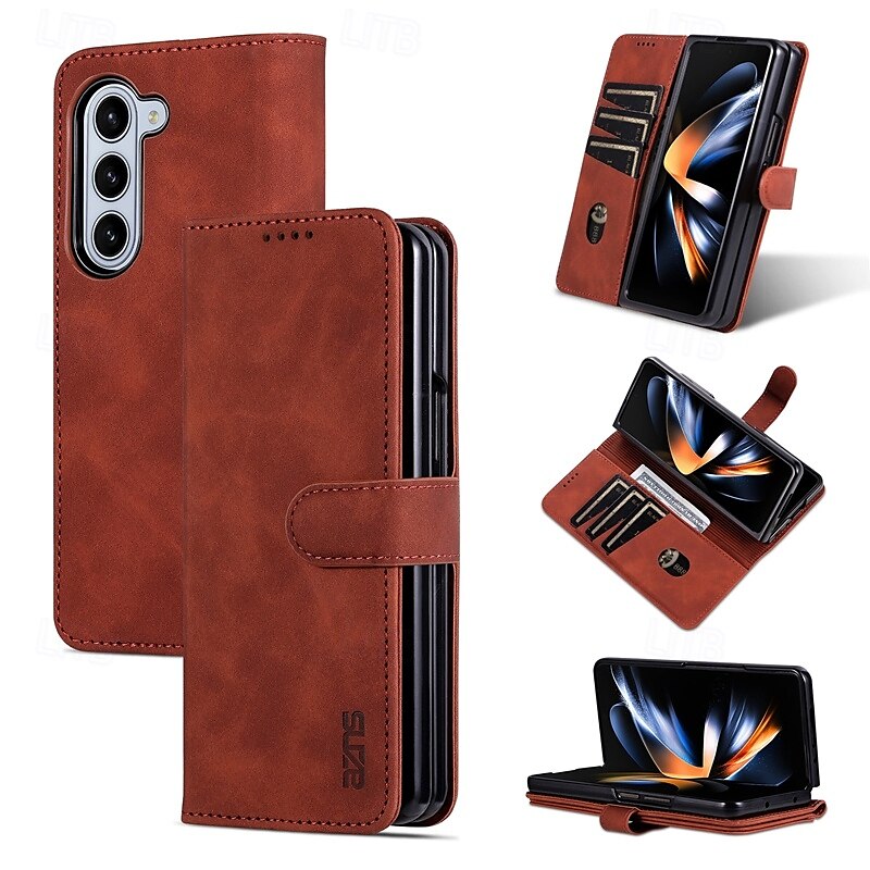 Phone Case For Z Fold 6 Z Fold 4 Z Fold 3 iPhone 16 Pro Max Plus iPhone 15 Pro Max Plus iPhone 14 13 12 11 Pro Max Plus Mini Back Cover with Stand Holder Card Slot Shockproof Retro PU Leather 2025 - $18.99 –P10