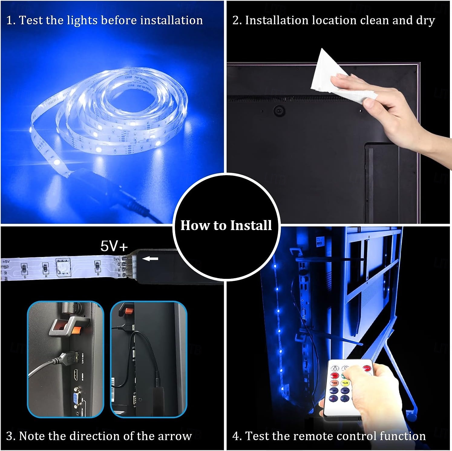 TV Led Lights Strip App Intelligent Control Bluetooth Mesh Smart Waterproof 5050 RGB SMD with IR 24 Key Controller USB Port DC5V 2025 - $16.49 –P13