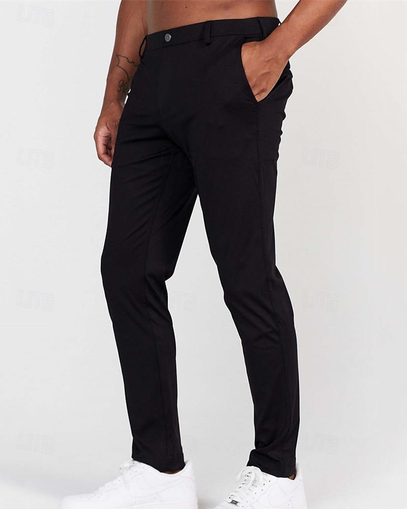 Voor heren Pakken Broek Chinese Knop Zak Effen Comfort Formeel Feest Werk Modieus Klassieke Stijl Zwart Wit Micro-elastisch 2026 - $12.49 –P5
