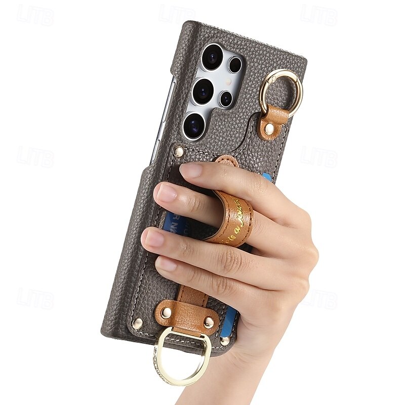 telefon Kılıf Na S24 Ultra S24 Plus S24 S23 S23 Ultra S23 Plus S22 S22 Ultra S22 Plus S21 Ultra Osłona tylna Z podpórką z paskiem na nadgarstek Gniazdo karty Retro TPU Skóra PU 2025 - $18.99 –P4