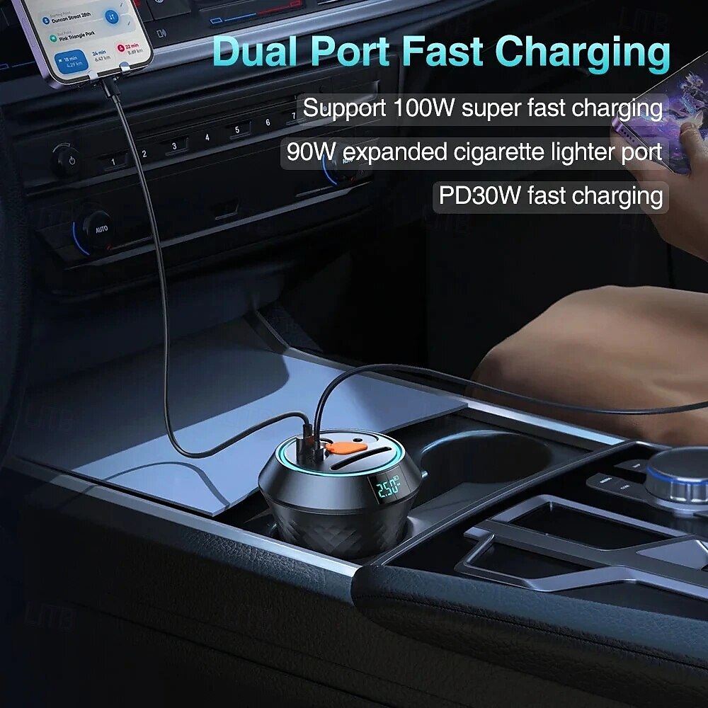 2-in-1 draagbare luchtpomp cup extender autolader bandenpomp luchtcompressor autopomp pomp mobiele telefoon snel opladen 2025 - $47.99 –P3