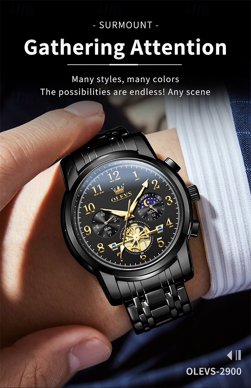 New Olevs Brand Trend Fashion Men'S Watches Luminous Chronograph Digital Scale Multifunction Waterproof Simple Quartz Watch Men'S Wristwatch 2025 - $32.99 –P11