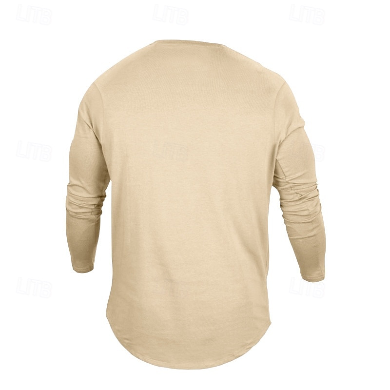 Homme T-shirt Chemise à Manches Longues manche longue Col ras du cou Printemps & Automne Uni Mode Designer Basique Classique Vacances Rue Sortir Noir Blanche bleu marine T-shirt haut de gamme pour de 2025 ? $17.99 –P13