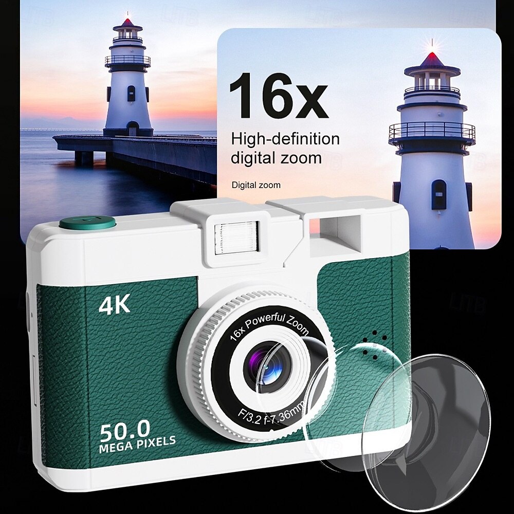 4k retro digitale camera vlogcamera wifi met 2,4 lcd hd-scherm 1080p 16x compacte digitale zoomcamera groothoek point-and-shootcamera 2025 - $43.99 –P5
