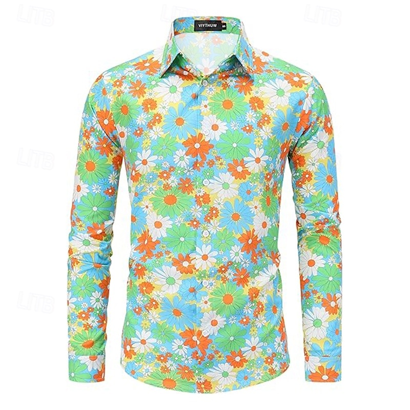 Retro Vintage 1970er Hemd Hippie Paisley-Muster Ethnisch Herren Halloween Karneval Party Party / Abend Alltagstauglich Erwachsene Hemd 2025 - $26.99 –P5