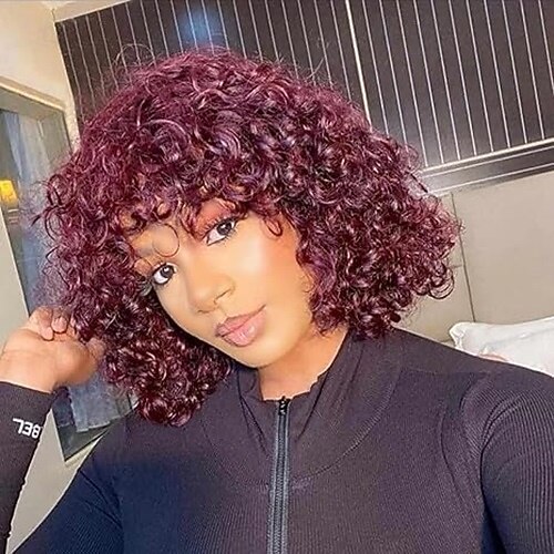 Parrucche sintetiche Riccio Con frangia Parrucca Corto Nero Borgogna Marrone Capelli sintetici Per donna Cosplay Soffice Feste Nero Marrone Borgogna del 2025 a $19.49 –P2