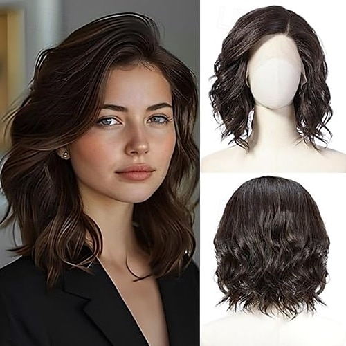 Synthetische pruiken Golvend Met pony Pruik Kort Donker Bruin Licht blond Synthetisch haar Dames Cosplay Zacht Feest Blond Bruin 2025 - $18.99 –P2