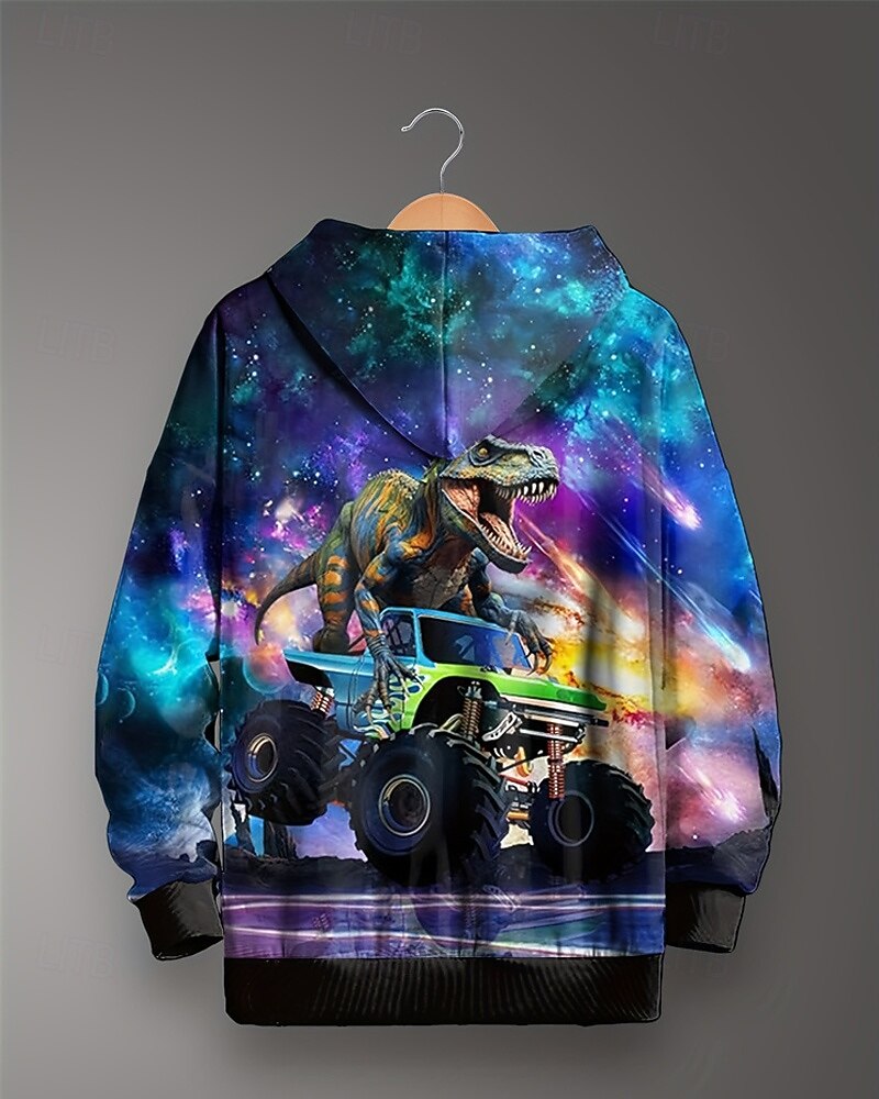 Jungen 3D Graphic Galaxis Dinosaurier Kapuzenshirt Langarm Frühling Herbst Modisch Strassenmode kinderkleidung 4-12 Jahre Mit Kapuze Outdoor Casual Täglich Regular Fit 2025 - $18.99 –P2