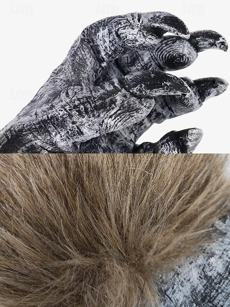 realistische Werwolf-Klauenhandschuhe mit Kunstfellbündchen – schauriges Halloween-Kostümzubehör für Cosplay und Horror-Events 2025 - $11.99 –P4