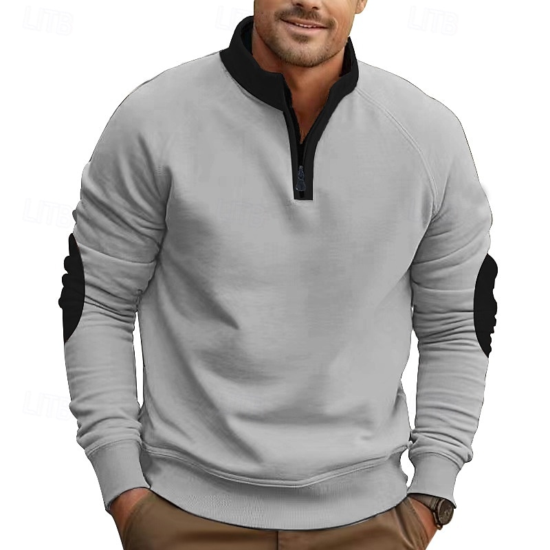 Men's Sweatshirt Quarter Zip Sweatshirt Black Navy Blue Khaki Light Grey Dark Gray Half Zip Plain Color Block Quarter Zip Daily Holiday Going out Streetwear Casual Fall Winter Clothing Apparel Hoodies 2025 - $28.99 –P3
