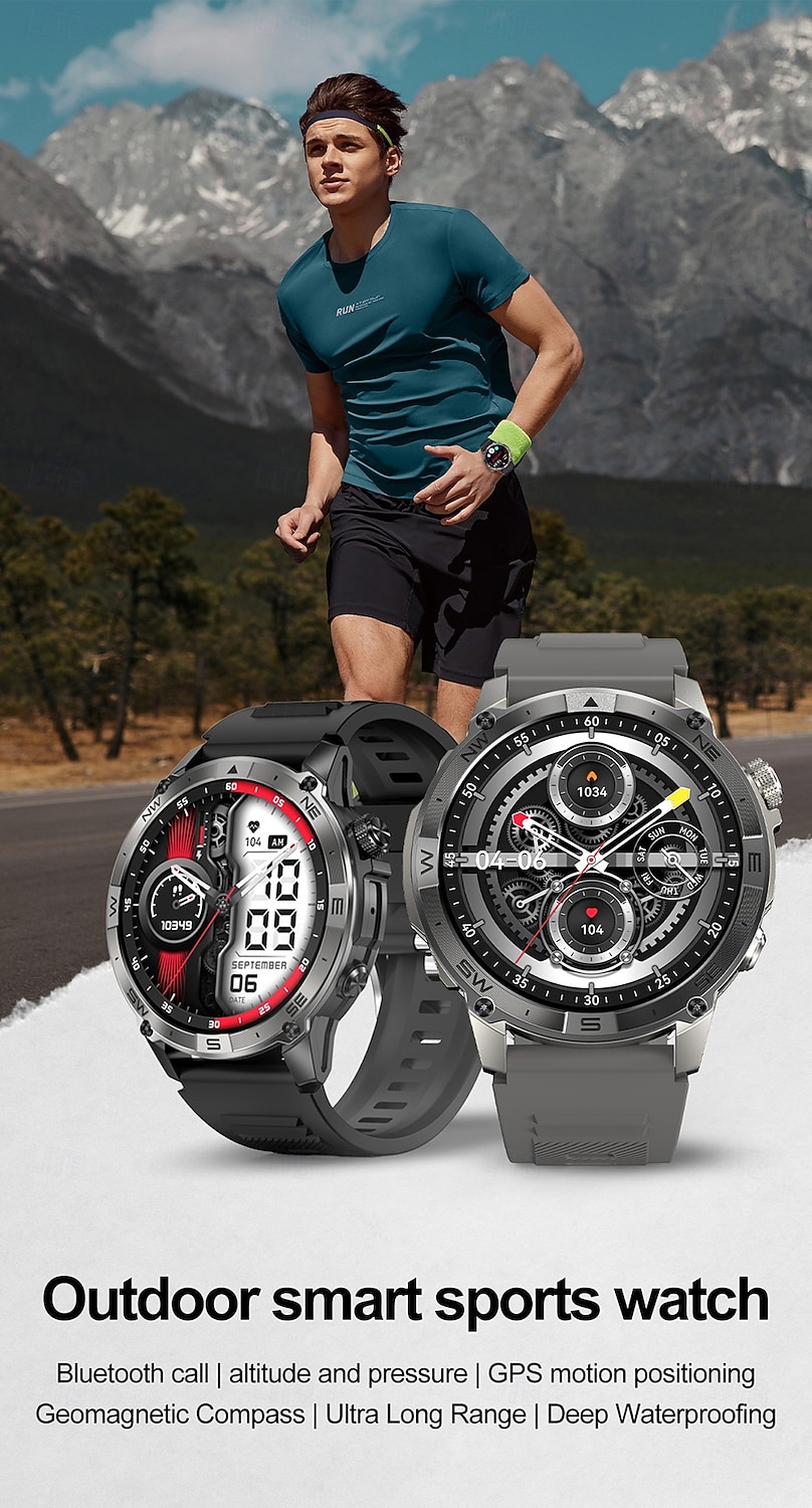 IMOSI GPS HK08 Smart Watch AMOLED Compass Altitude Air Pressure Bluetooth Call World Time 530MAH Sport Tracker Outdoor Clock 2025 - $68.99 –P1