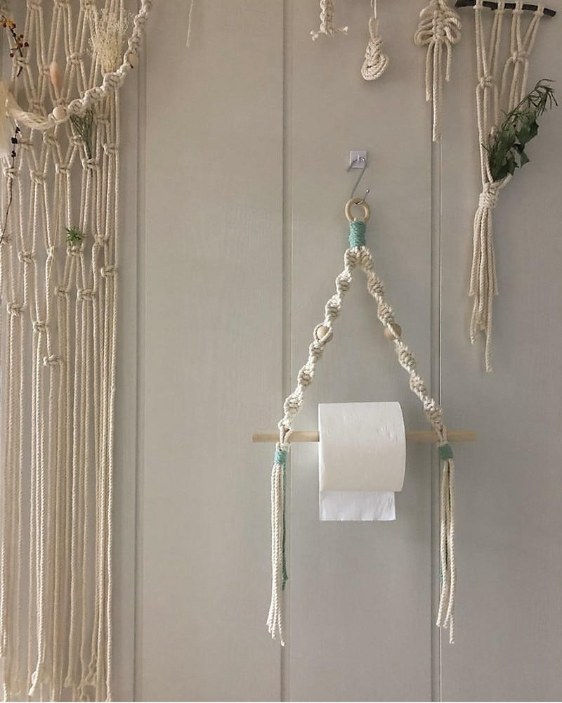 Towel Holder Eco-friendly Multifunctional Wood Cotton Rope Towel Storage Rack for Home 2025 - $116.99 –P2