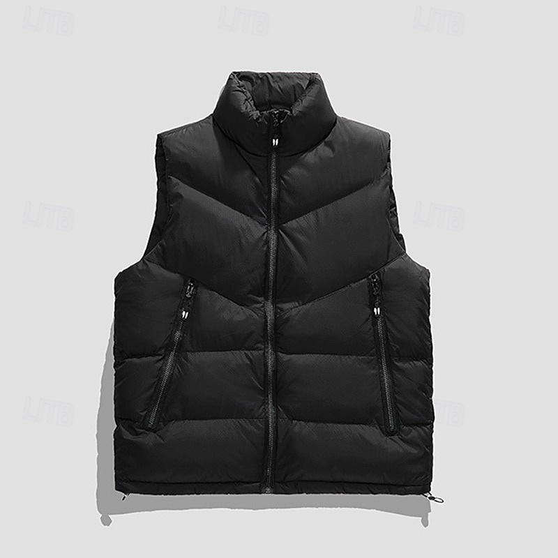 Per uomo Smanicato Gilet imbottito Gilet Giornaliero Appuntamento Da mare Di tendenza Informale Autunno inverno Tasche Poliestere Tenere al caldo Comodo Liscio Cerniera Colletto alla coreana Standard del 2025 a $42.99 –P14