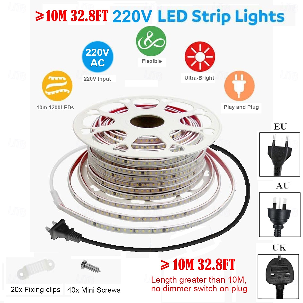 3M 5 метров 10 м Гибкие светодиодные ленты 1200 светодиоды 2835 SMD 8мм 1 монтажный кронштейн 1 комплект Холодный белый Красный Синий Светодиодные ленты В помещении Для вечеринок На открытом воздухе 2025 - $16.99 –P1