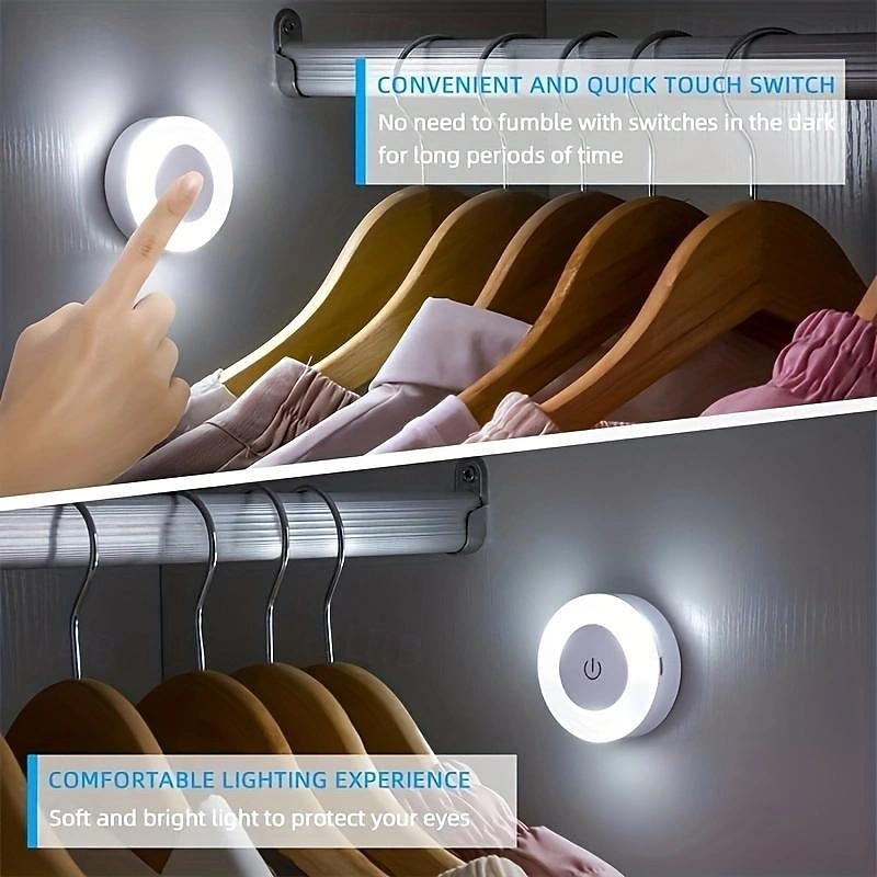 beröringsljus led kranljus 3 färger justerbar garderobslampa bärbar trådlös under skåplampor dimbara lampor för sovrum köksbänk trappa hall 2025 - $8.49 –P6
