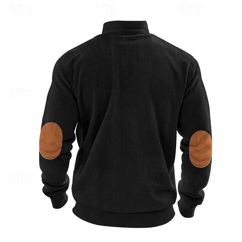 Homme Sweat-shirt Sweat-shirt quart de fermeture éclair Abricot Noir Vert Véronèse bleu marine Gris Demi-zip Bloc de Couleur Patchwork A côtes Texturé Sport & Loisir Quotidien Fête Polyester Velours de 2025 ? $23.99 –P12