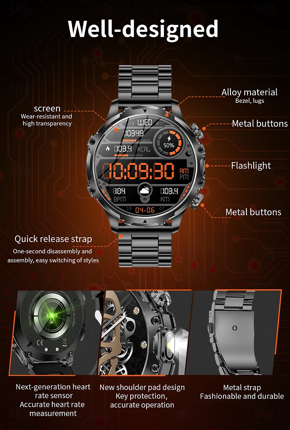 696 AK75 Smart Watch 1.85 inch Smart Band Fitness Bracelet Bluetooth Pedometer Call Reminder Sleep Tracker Compatible with Android iOS Men Hands-Free Calls Message Reminder Step Tracker IPX-0 52mm 2025 - $62.99 –P6