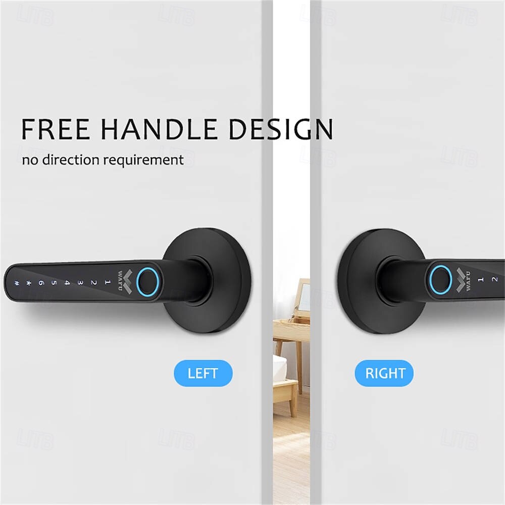 WAFU WF-016 Smart Biometric Fingerprint Door Lock Smart Bluetooth Password Handle Lock APP Unlock Keyless Entry  USB Battery 2025 - $127.99 –P9
