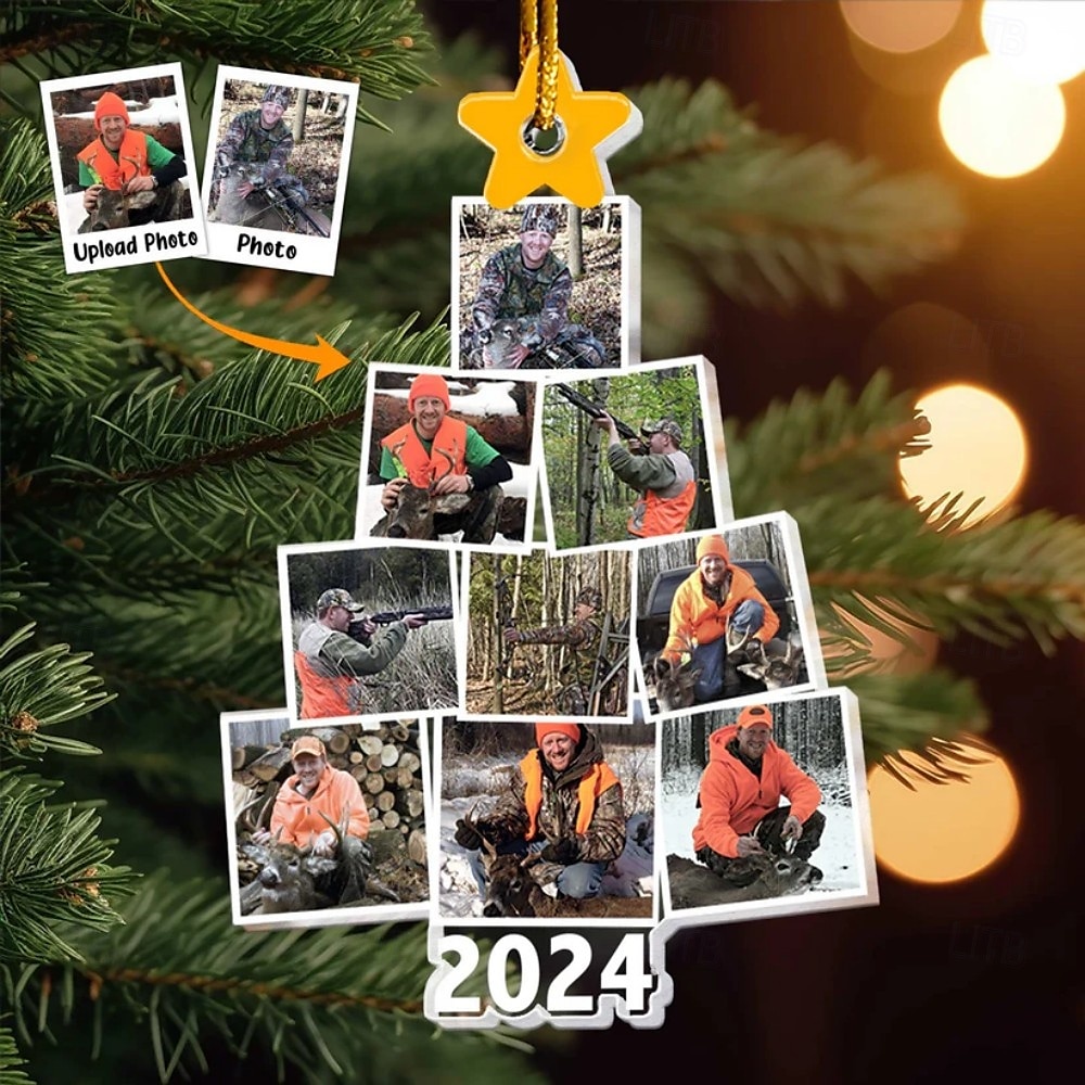 Enfeites de Natal da Árvore com Fotos de Caça Personalizados em Acrílico 2D Decoração em Moldura de Imagem Personalizada para a Árvore de Natal Presentes em Penduradores para Família e Amigos de 2025 por $15.99 –P2