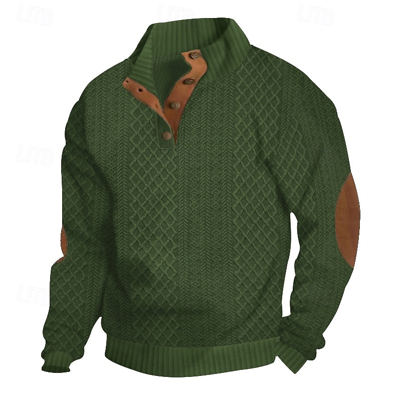 Herren Sweatshirt Schwarz Weiß Armeegrün Khaki Grau Stehkragen Farbblock Patchwork Gerippt Strukturiert Sport & Outdoor Täglich Ferien Polyester Strukturiert Streetwear Basic Lässig Frühling & Herbst 2025 - $27.99 –P4