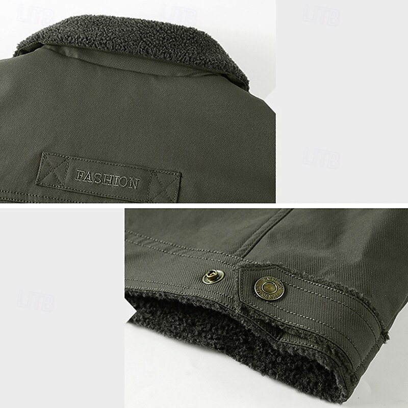 Herren Wanderjacke Fleecejacke für Wanderer Draussen warm Fleece-Futter Windbreaker-Jacke Reisen Armeegrün Khaki Dunkelblau 2025 - $56.99 –P10