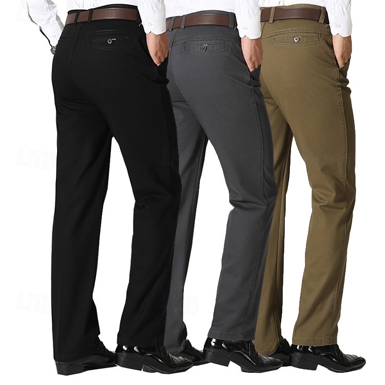 Per uomo pantaloni della tuta Pantaloni Chino Bottoni Tasche Gamba dritta Liscio Comfort Formale Feste Ufficio Di tendenza Classico Nero Verde scuro Media elasticità del 2025 a $18.99 –P1
