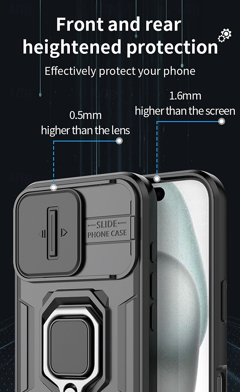 Phone Case For iPhone 16 Pro Max iPhone 15 Pro Max iPhone 14 Pro Max iPhone 13 Pro Max Back Cover Ring Holder Shockproof TPU PC Metal 2025 - $14.99 –P12