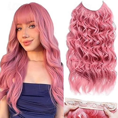 Bouclé Clips Cheveux Synthétiques Longue Extension des cheveux A Clipser 4 pièces Doux Résistant à la chaleur Femme de 2025 ? $13.49 –P4