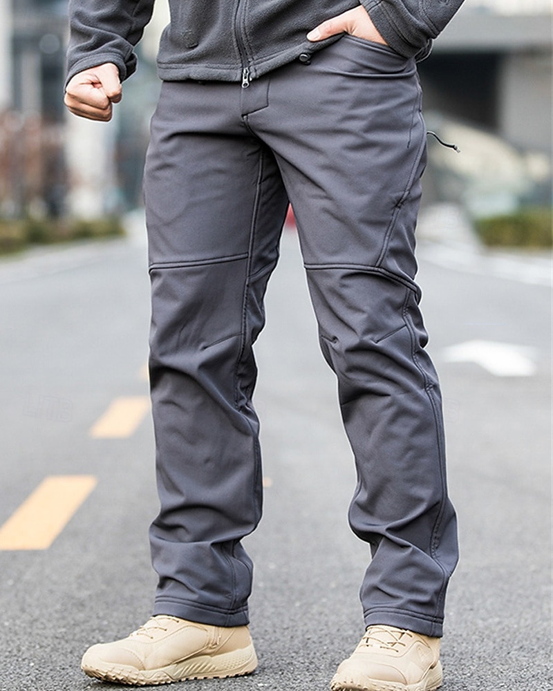 Herren Kampfhosen Cargohosen Wanderhose Wanderhosen Militär Außen Regular Fit warm Fleece-Futter Wasserdicht Atmungsaktiv Hosen / Regenhose Schwarz Grau Jagd Klettern Camping / Wandern 2025 - $72.99 –P9