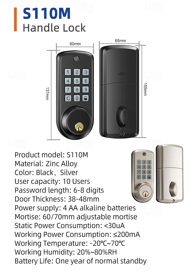 Password Lock Fully Automatic Electronic Lock Left and Right Wooden Door Lock Smart Door Lock 2025 - $111.99 –P4