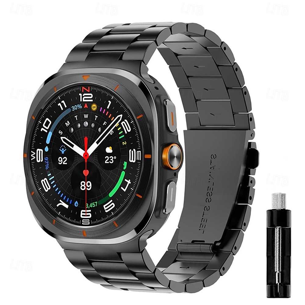 Klockarmband för Samsung Galaxy Watch 7/6/5/4  40/44mm, Watch 5 Pro 45mm, Watch 6 Classic 43/47mm, Watch 4 Classic 42/46mm Titta på Ultra Rostfritt stål Ersättning Rem med borttagningsverktyg 2025 - $18.99 -P1