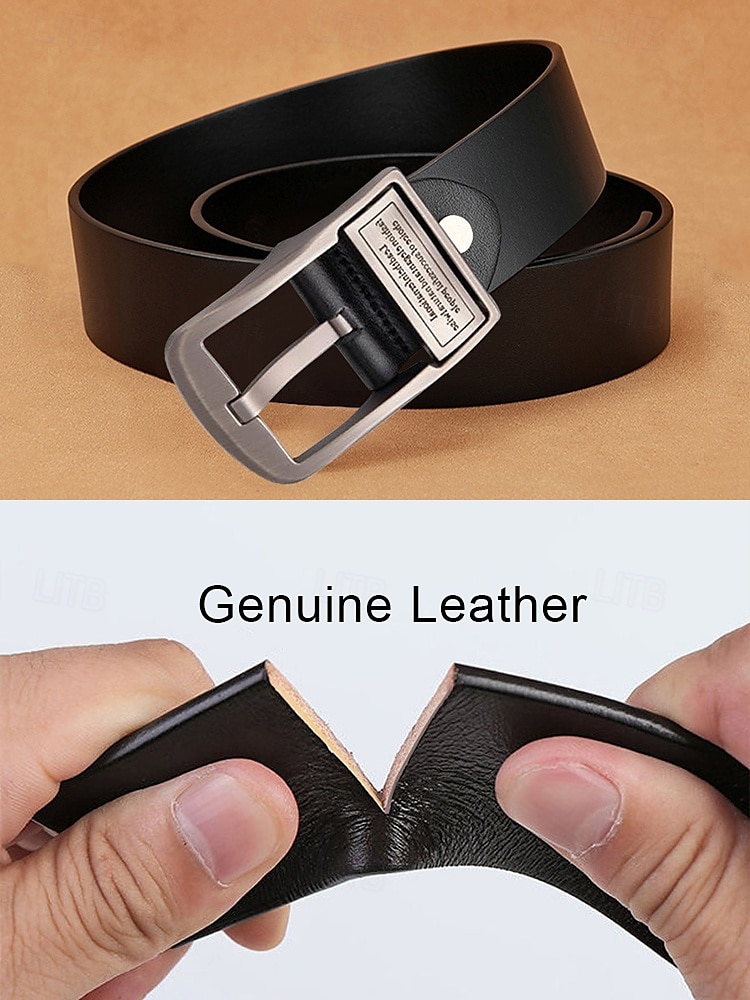 Bruine leren herenriem met grote vierkante gesp - duurzaam modeaccessoire voor casual en formele outfits 2025 - $18.99 –P4
