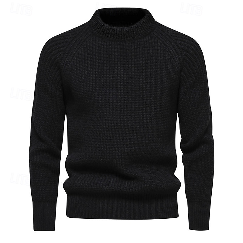 Herren Pullover Gerippt Stricken Normale Oberteile Strick Schmaler Schnitt Glatt Rundhalsausschnitt Moderne zeitgenössische Arbeit Freizeitskleidung Bekleidung Winter Schwarz Blau M L XL 2025 - $35.99 –P2