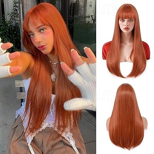 Wig with Bangs for Women Long Straight Wig for Grils Heat Resistant Synthetic Colored Wig for Cosplay for Party Halloween Daily Use 2026 - $19.99 –P2