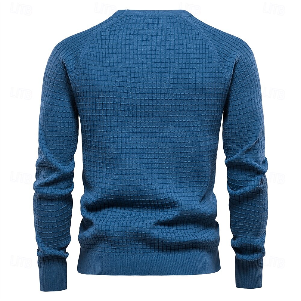 100% Baumwolle Herren Pullover einfarbig Oansatz hochwertige Mesh Pullover männlich neue Winter Herbst Basic Pullover für Männer 2025 - $37.99 –P1