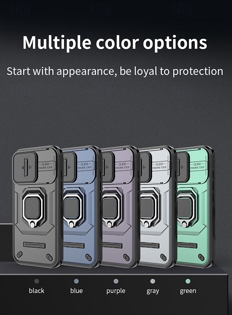 Phone Case For iPhone 16 Pro Max iPhone 15 Pro Max iPhone 14 Pro Max iPhone 13 Pro Max Back Cover Ring Holder Shockproof TPU PC Metal 2025 - $14.99 –P3