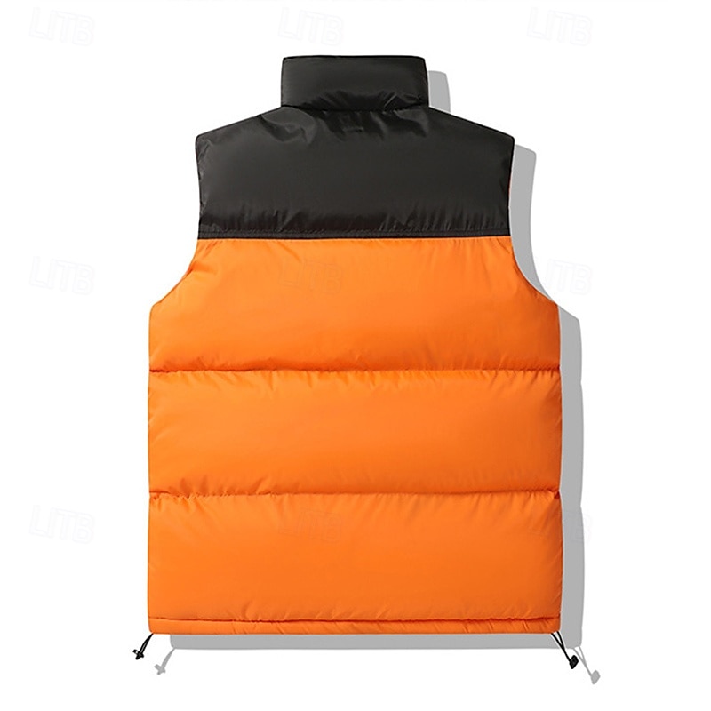 Pánské Péřová vesta Puffer Vesta Kamizelka Vesta Denní Rande Dovolená Módní Na běžné nošení Podzim zima Slátanina Kapsy Polyester Zahřívací Pohodlné Barevné bloky Zip Stojáček Běžný Černá Vodní modr 2025 - $42.99 –P7